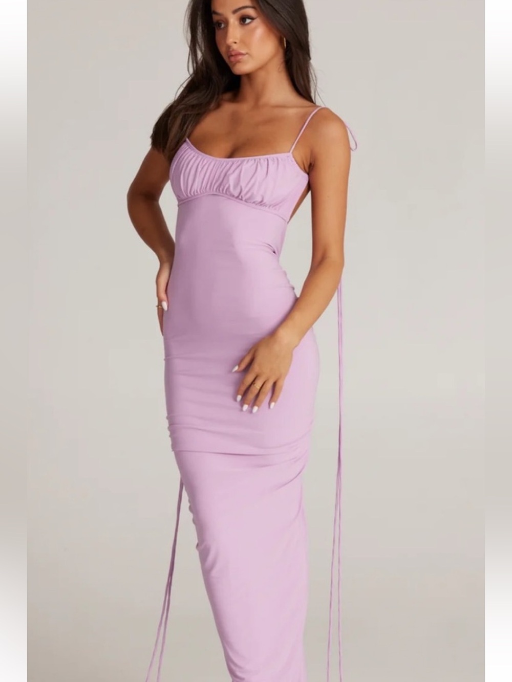 Melani The Label Zahara Gown Pastel Lilac Sz S Wedding Body Con Form Fitting NWT